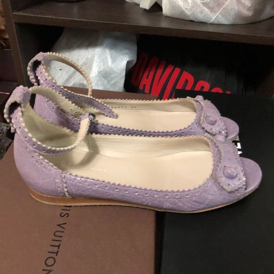 巴黎世家 BALENCIAGA 氣質薰衣草紫平底娃娃鞋 36號 附鞋盒 元 BR4購入 有加底鞋墊-2