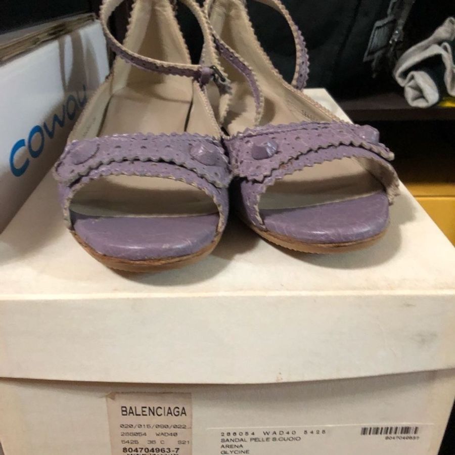 巴黎世家 BALENCIAGA 氣質薰衣草紫平底娃娃鞋 36號 附鞋盒 元 BR4購入 有加底鞋墊-3
