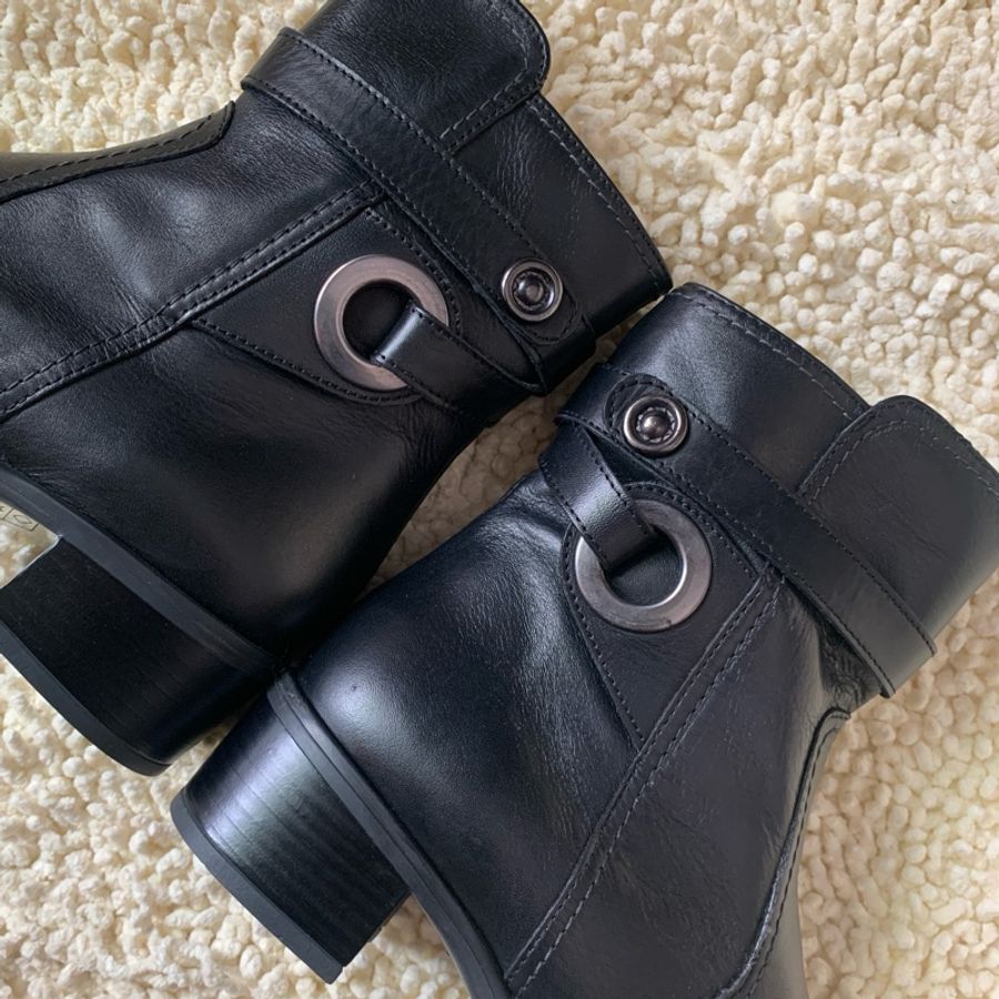 【二手私物】全新 義大利製 真皮短靴 黒色 Made in Italy-6