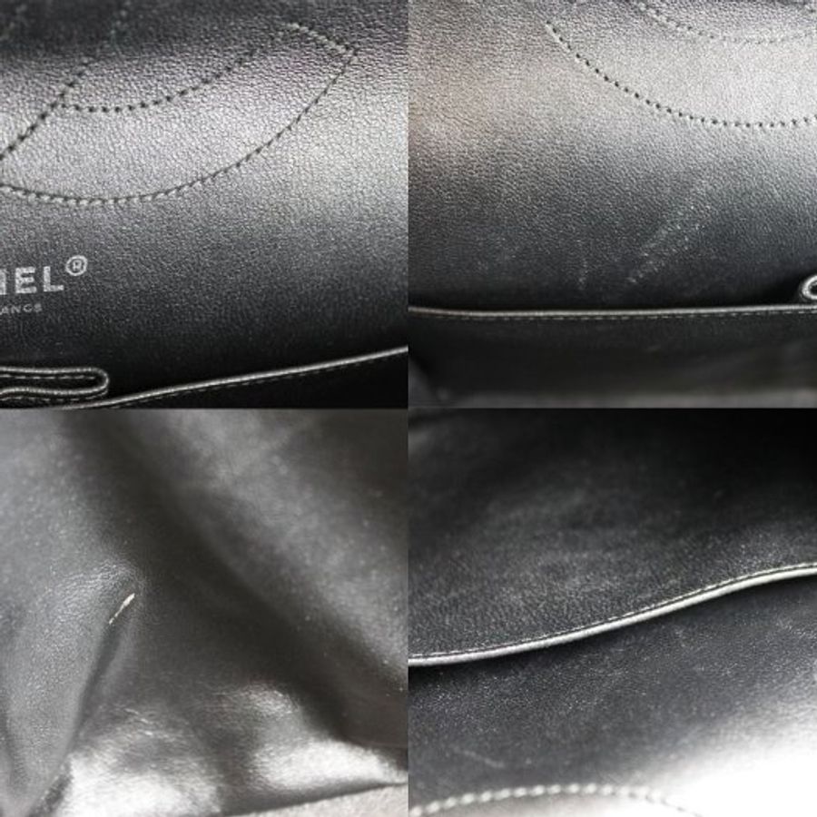 【巴黎站二手名牌專賣店】*現貨*CHANEL香奈兒真品*2.55系列黑銀揉製牛皮銀鏈肩背斜背鏈包-6