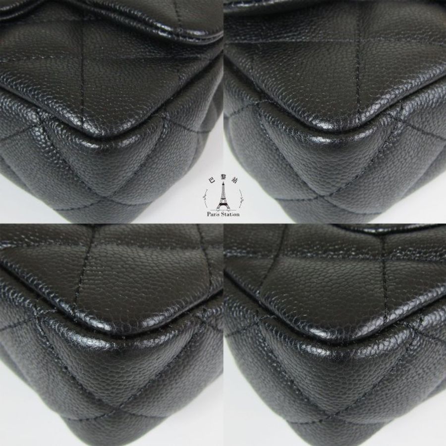 【巴黎站二手名牌專賣店】*現貨*CHANEL香奈兒真品*AS3828黑荔枝金雙C愛心調節釦鏈包19cm 0 直購#CHANEL-4