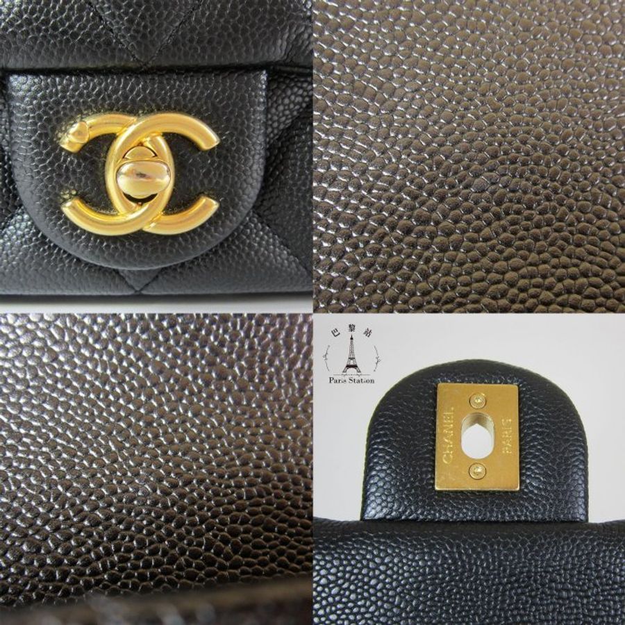 【巴黎站二手名牌專賣店】*現貨*CHANEL香奈兒真品*AS3828黑荔枝金雙C愛心調節釦鏈包19cm 0 直購#CHANEL-5