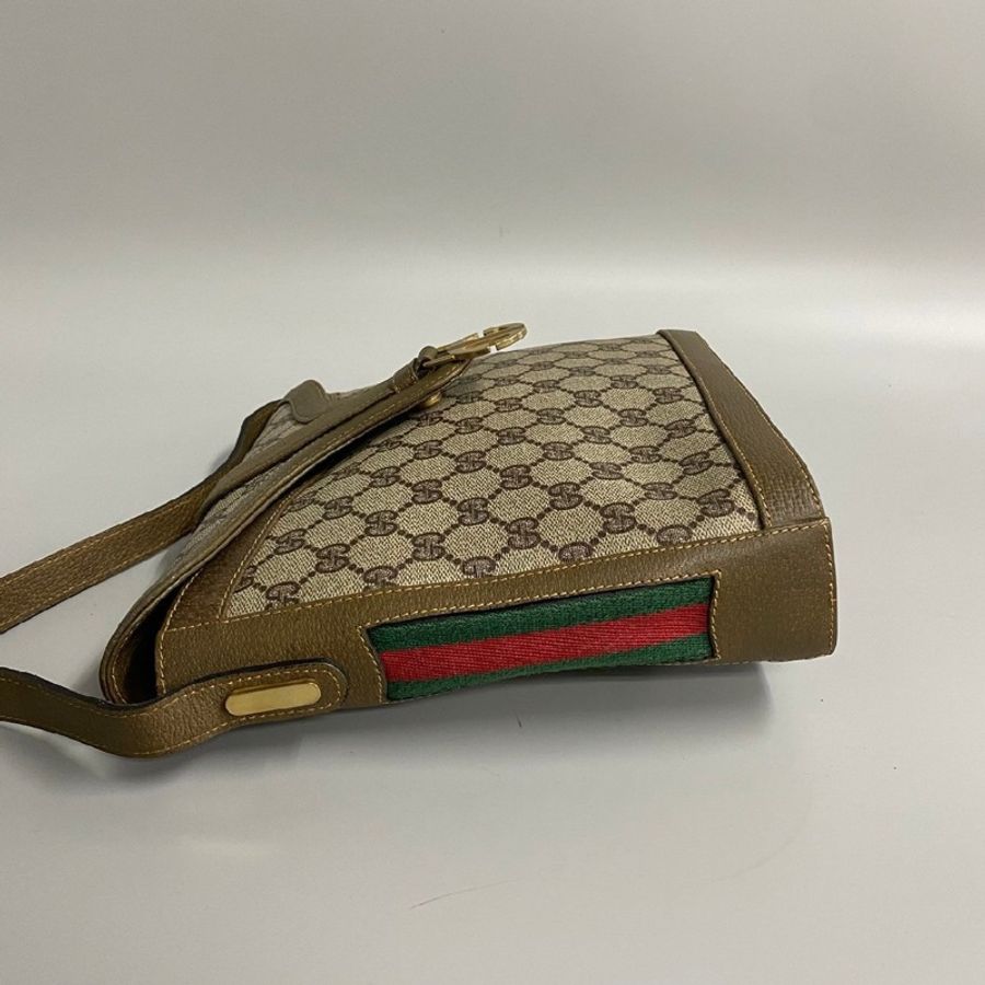 GUCCI 真皮棕色手提肩帶包-6