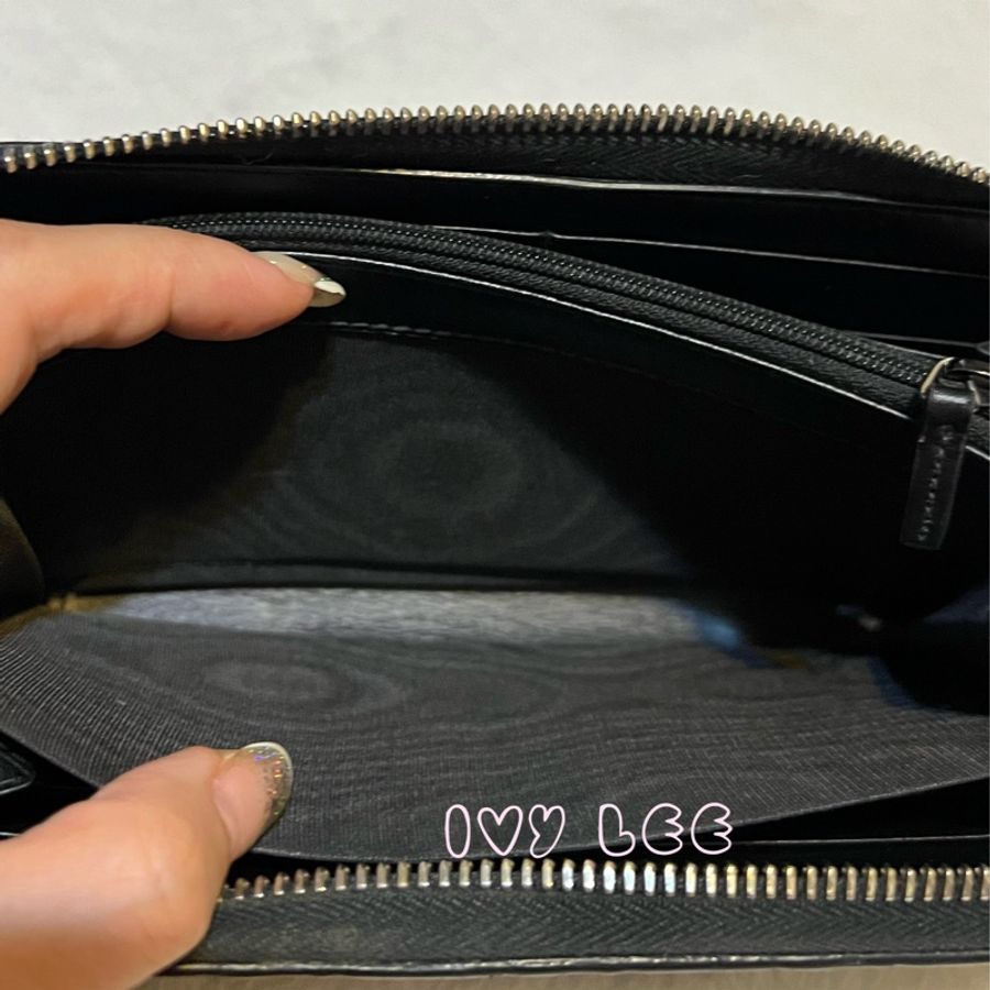 GUCCI 473928 經典Signature系列GG壓紋銀色金屬LOGO牛皮拉鍊長夾(黑色) 二手精品-7