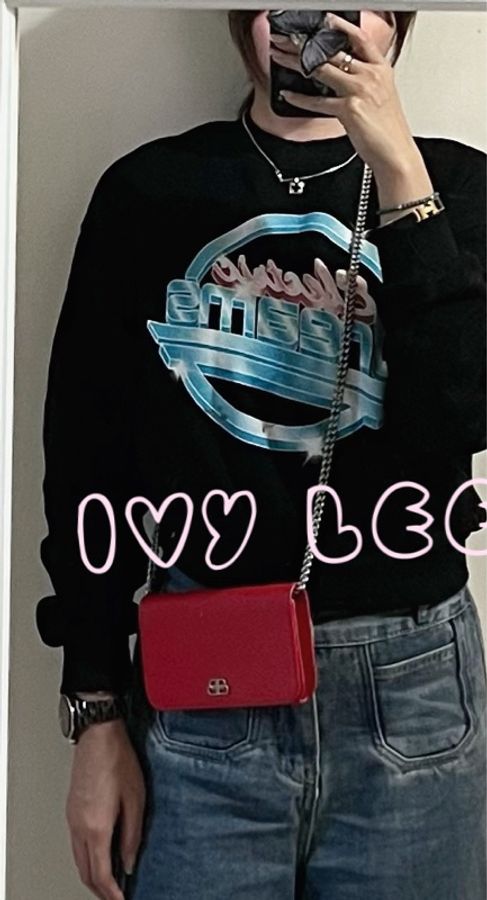 Balenciaga BB 粒面小牛皮紅色 鏈條包 皮夾 woc 斜背包 601392 二手精品-23