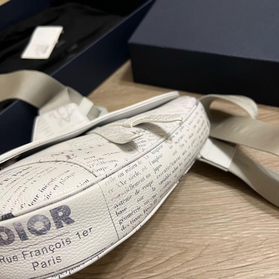 瑞奇二手精品 全新 Dior 馬鞍包 限量款 全皮格 全配-7