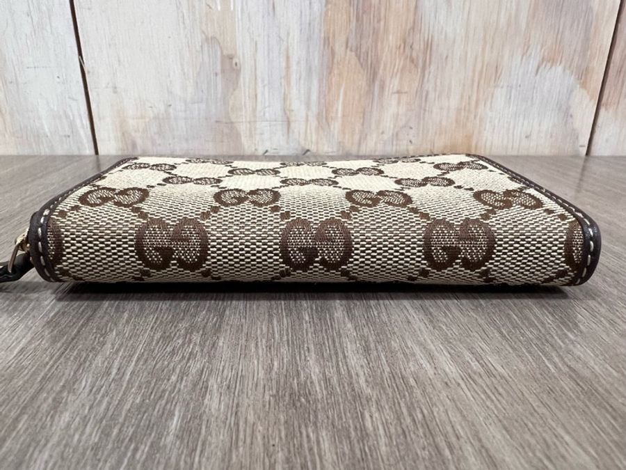 Gucci 235558 咖啡色 老花 帆布 拉鍊 零錢包 卡夾 卡包 名片夾-3