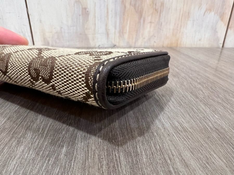 Gucci 235558 咖啡色 老花 帆布 拉鍊 零錢包 卡夾 卡包 名片夾-7