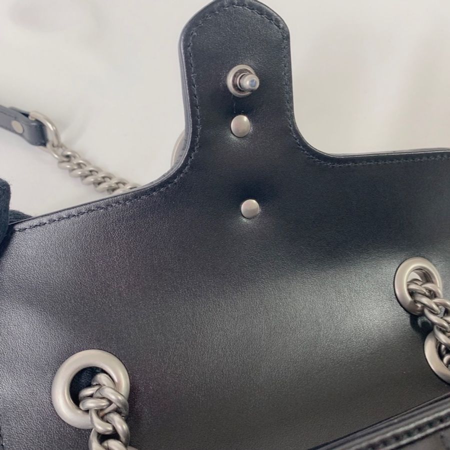 GUCCI 全新Marmont小型黑銀肩揹包-6