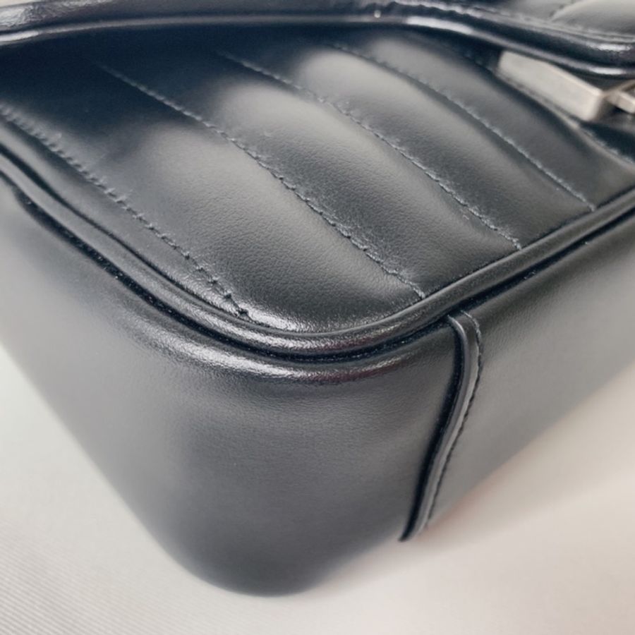 GUCCI 全新Marmont小型黑銀肩揹包-15