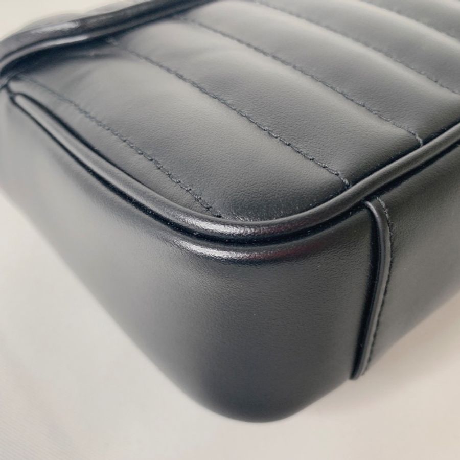 GUCCI 全新Marmont小型黑銀肩揹包-17