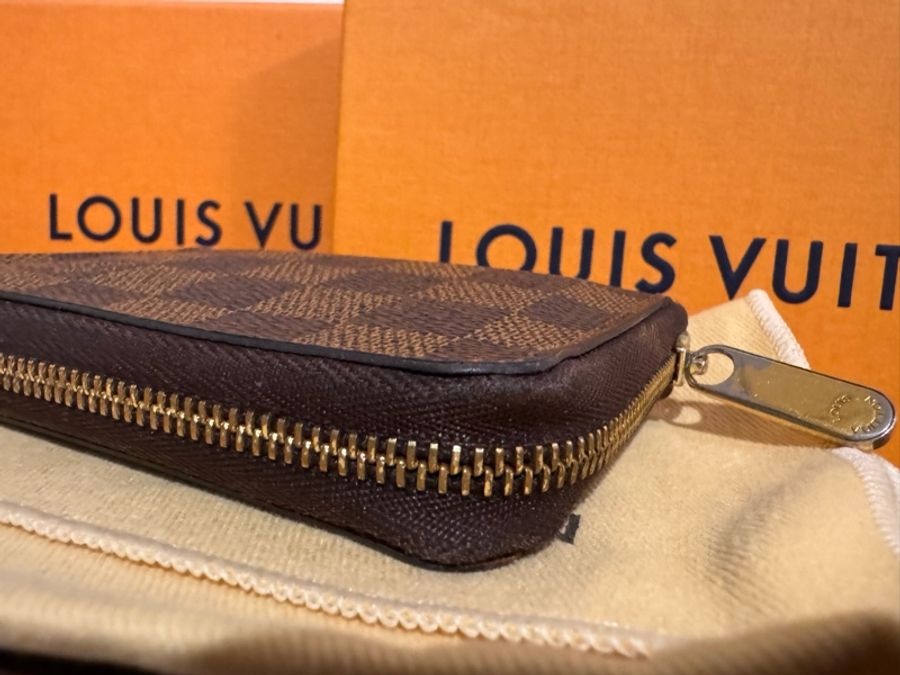『寬寬二手』LV 咖啡色棋盤格 LOUIS VUITTON 拉鏈 零錢包 N63070-3