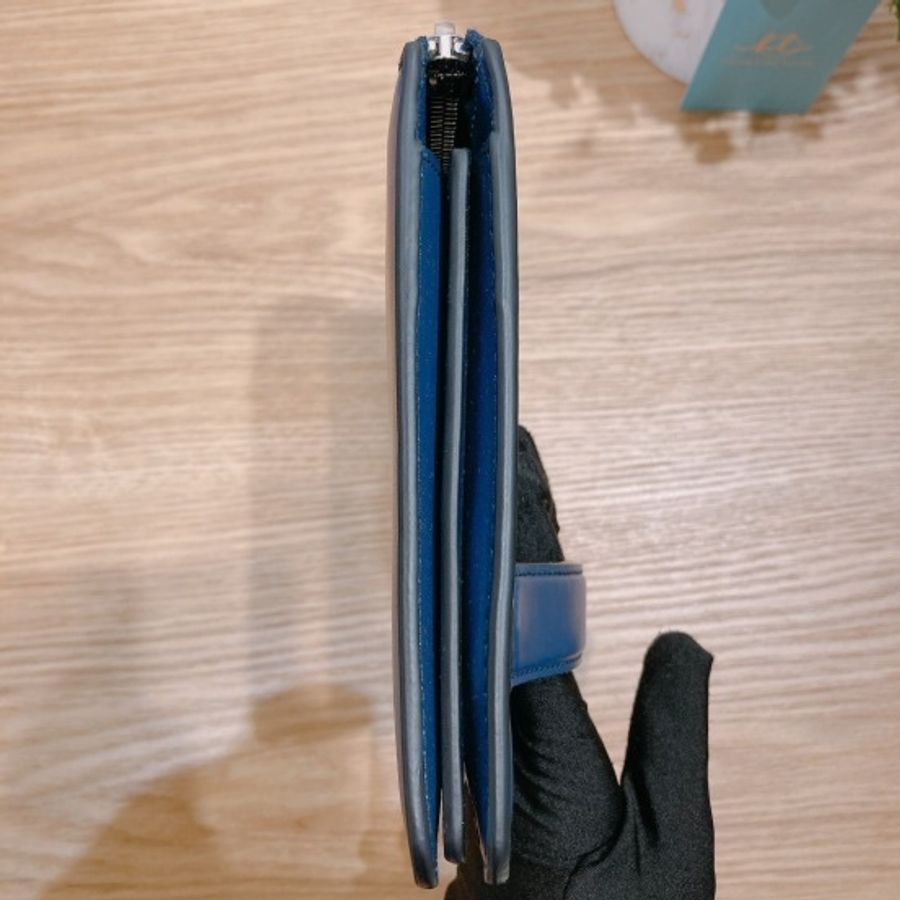 菲拉格慕 拉鏈手拎包 藍色 牛皮Zipper Pouch-2