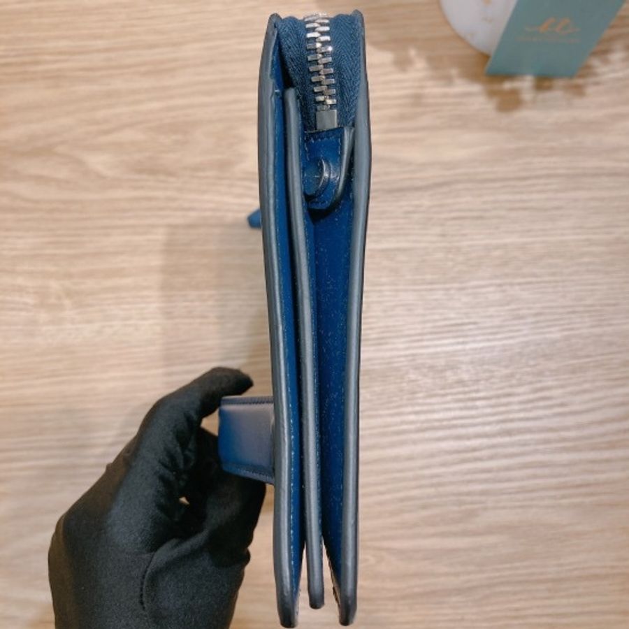 菲拉格慕 拉鏈手拎包 藍色 牛皮Zipper Pouch-3