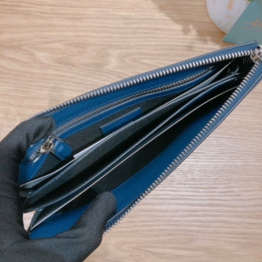 菲拉格慕 拉鏈手拎包 藍色 牛皮Zipper Pouch-6