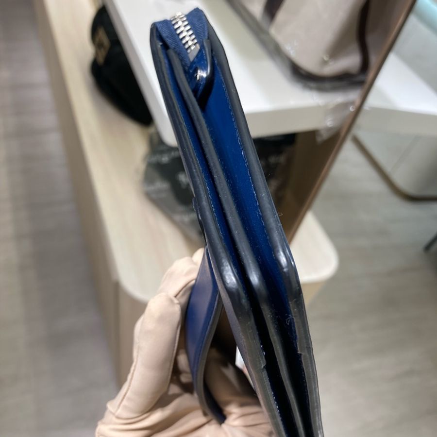 菲拉格慕 拉鏈手拎包 藍色 牛皮Zipper Pouch-10