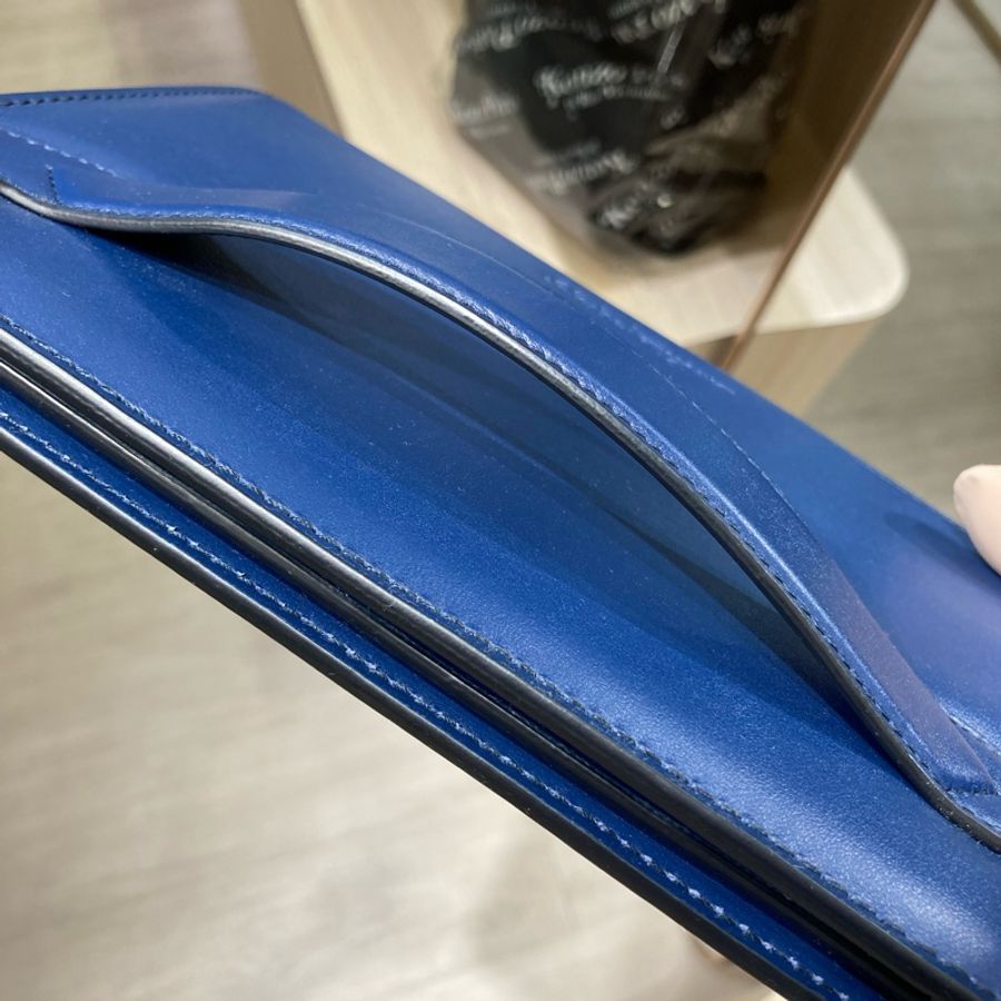 菲拉格慕 拉鏈手拎包 藍色 牛皮Zipper Pouch-14