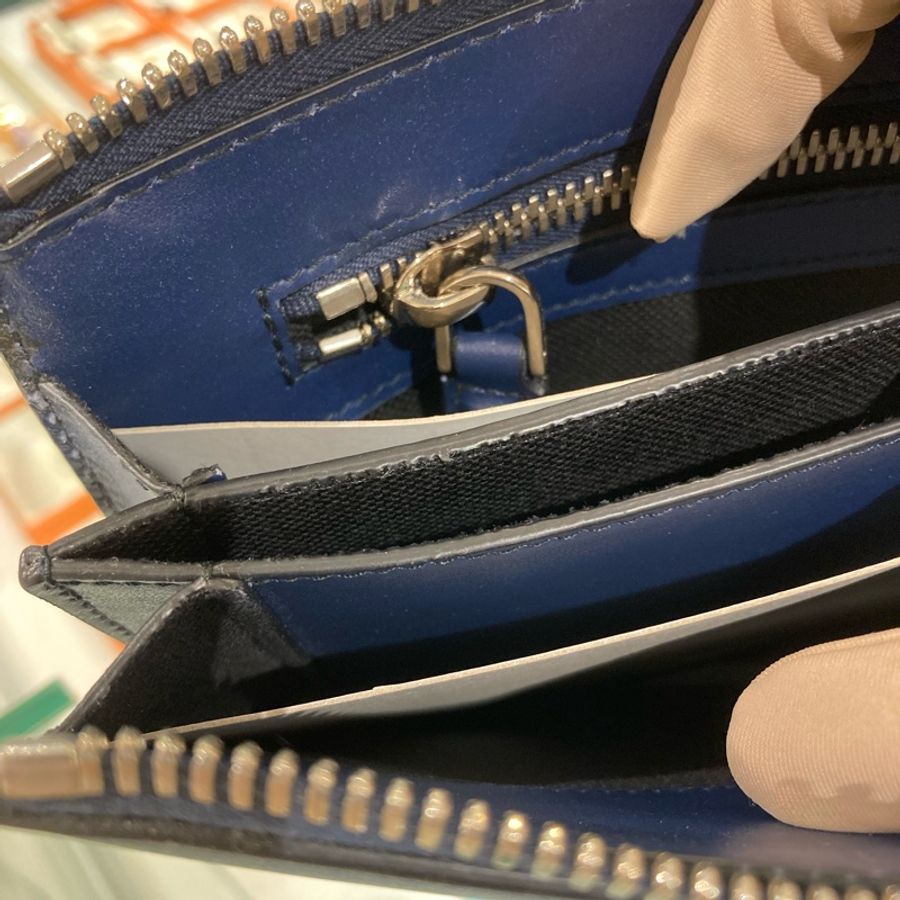 菲拉格慕 拉鏈手拎包 藍色 牛皮Zipper Pouch-17