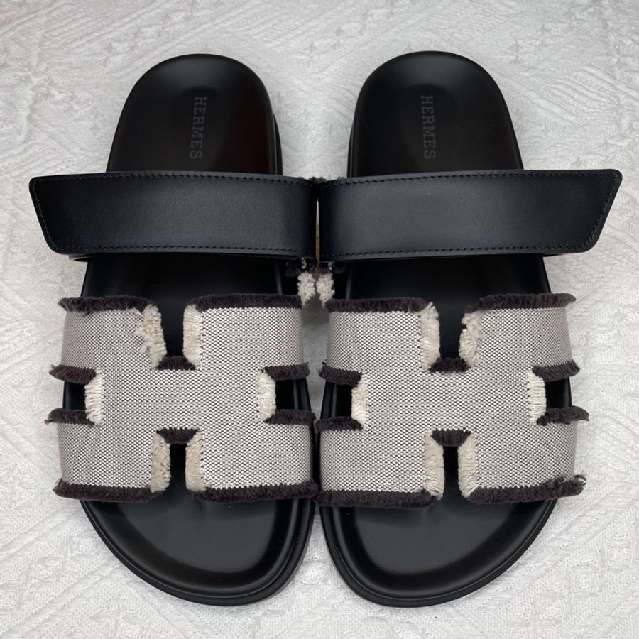 全新愛馬仕HERMES 二舅拖鞋 最新款 拼色帆布-6