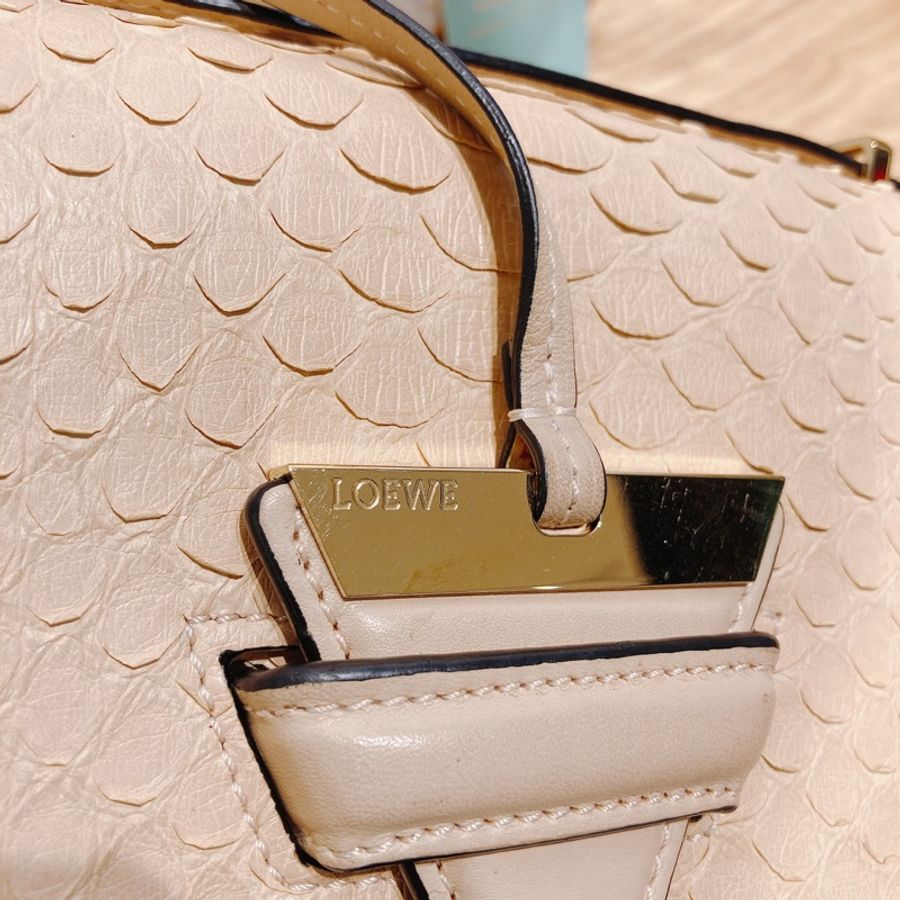 LOEWE 羅意威小號蛇皮翻蓋式肩帶包包BARCELONA SMALL BAG-6
