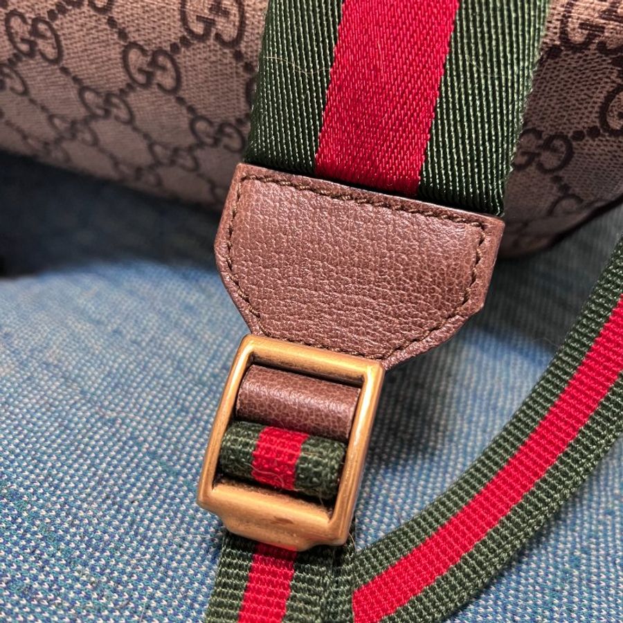 Gucci gg supreme 印花 帆布 後背包 蜜蜂 昆蟲 紅綠背帶 九成新-4