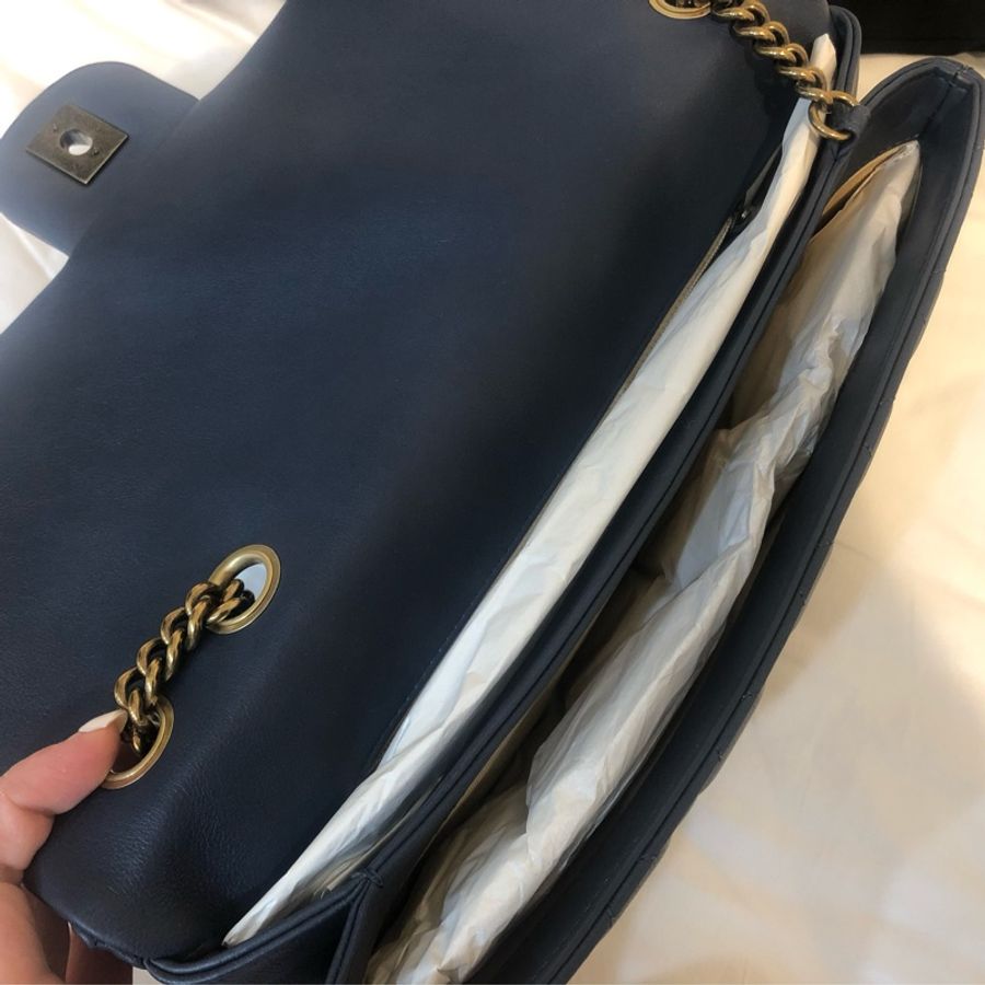 ［Vintage CHANEL］特殊款CF包_牛仔藍古銅釦-2