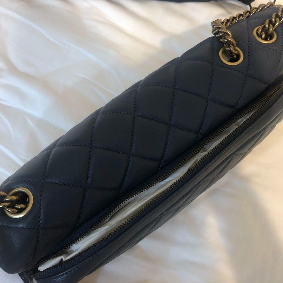 ［Vintage CHANEL］特殊款CF包_牛仔藍古銅釦-3