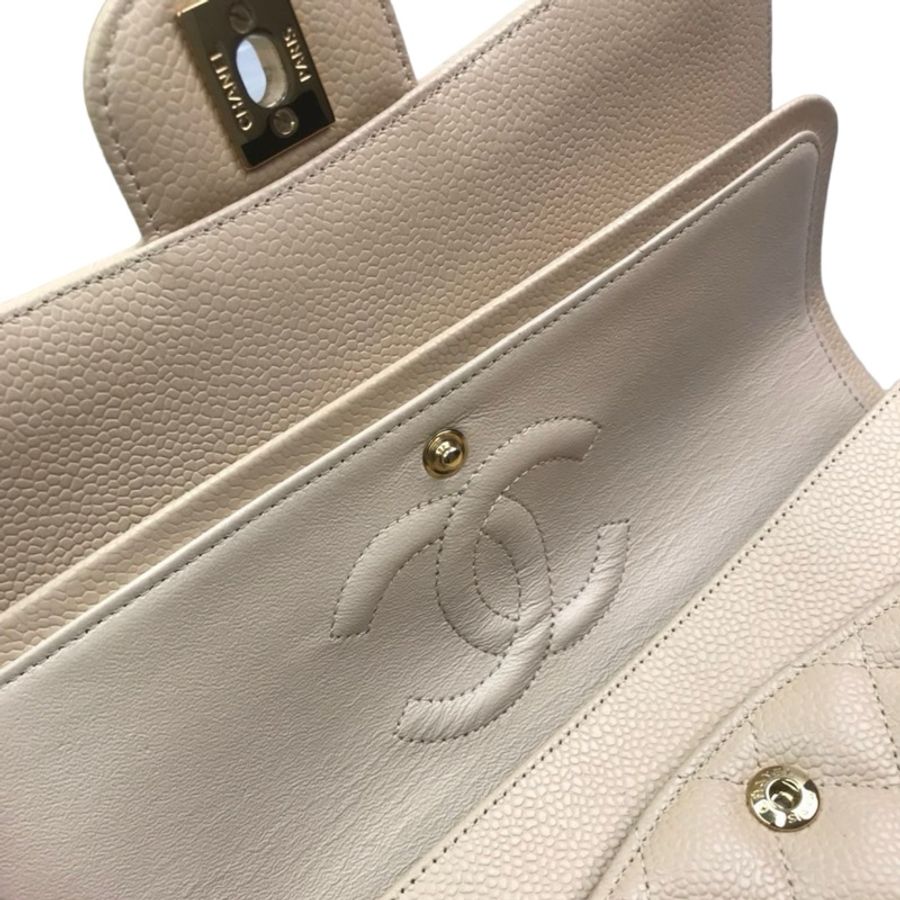 Chanel Caviar CF25奶茶金扣-6