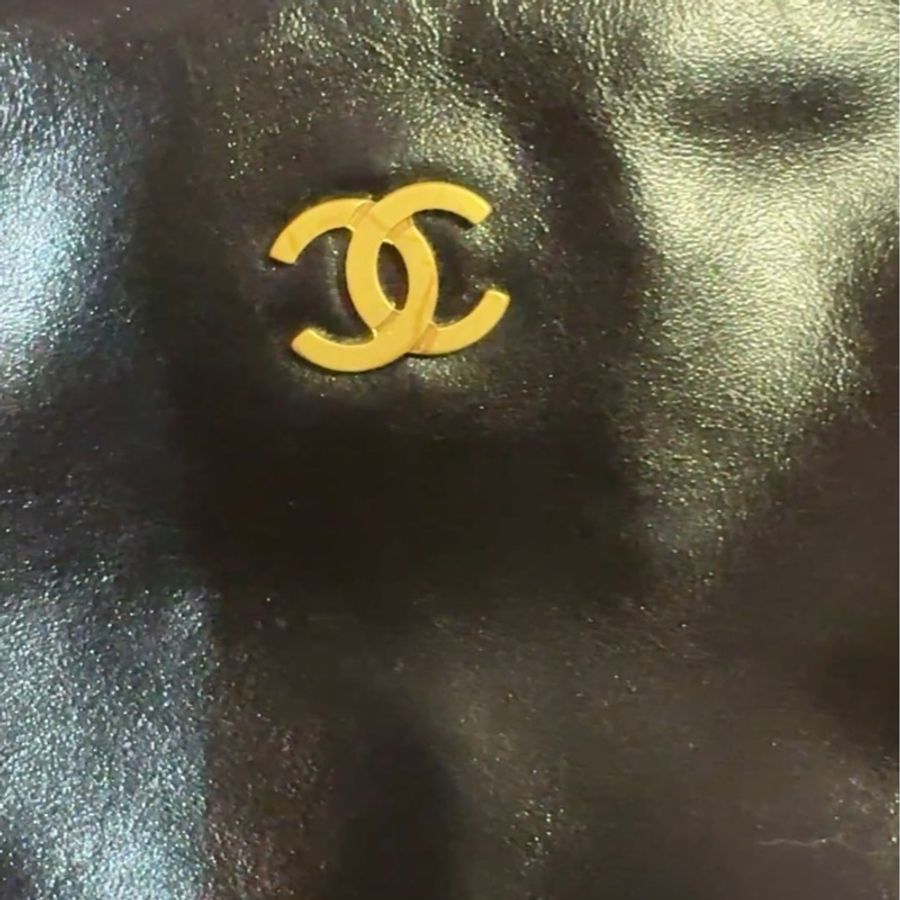 Chanel 22 bag 22包 22BAG 黑底白字 金鍊 中號 M號-7