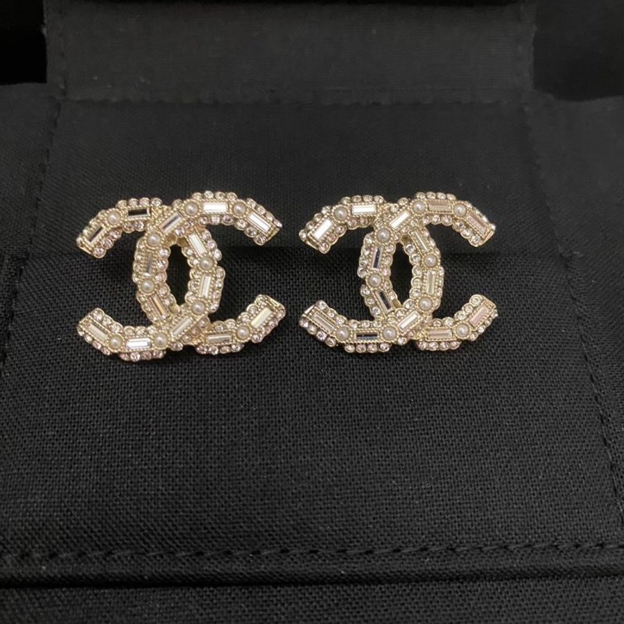 chanel 双C 珍珠水鑽極緻耳環 全新-1