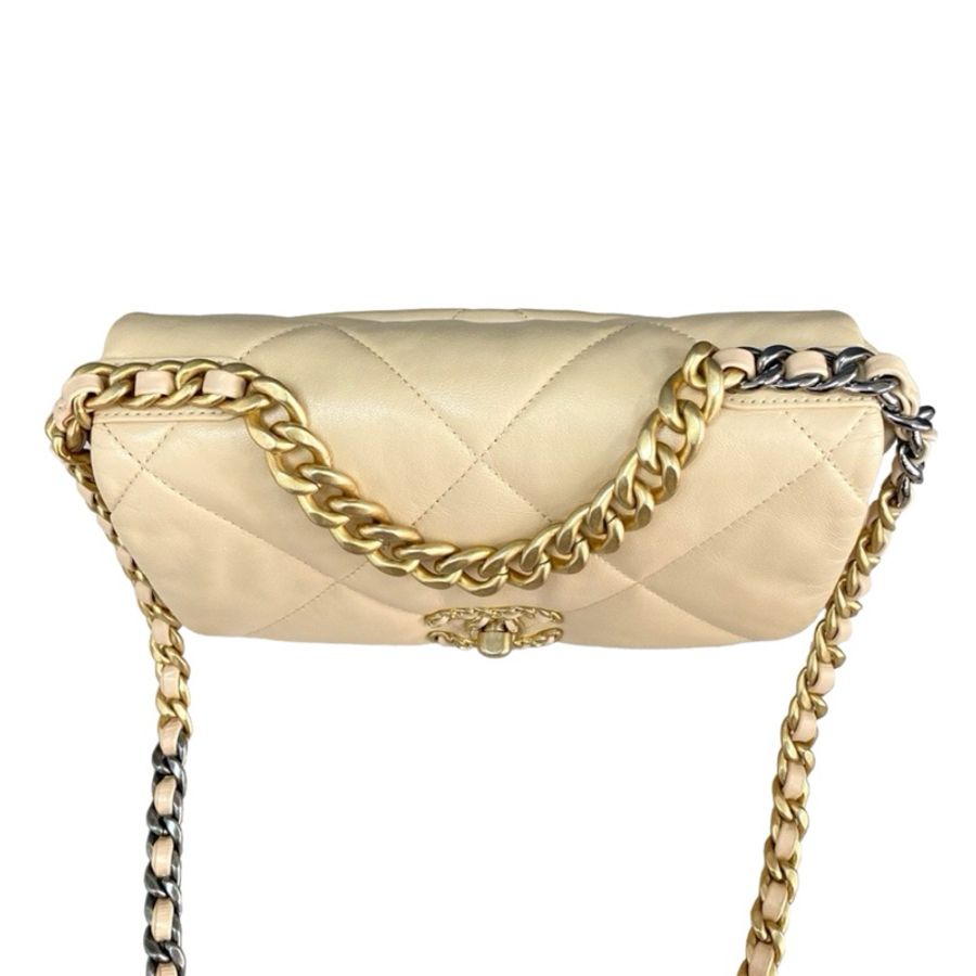 Chanel  19Bag 奶茶金扣-2