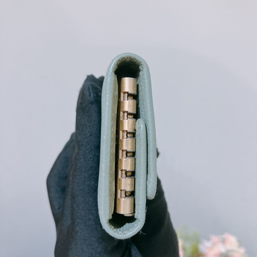 Chanel 香奈兒綠色金釦鑰匙包 Key Holder Green X GHW-2