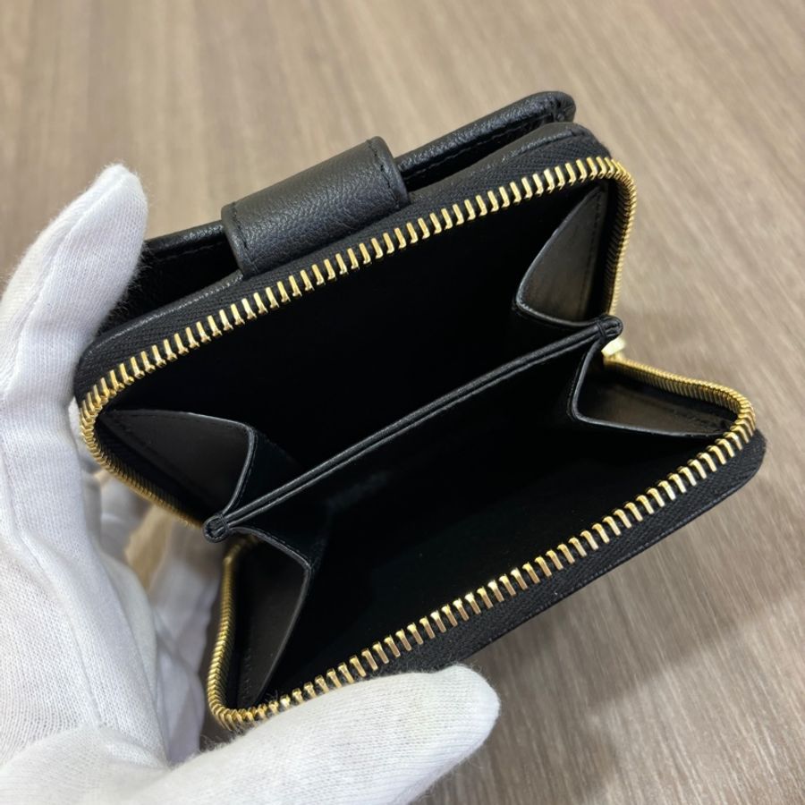 YSL 黑牛皮金釦左岸零錢短夾Belle De Jour-12