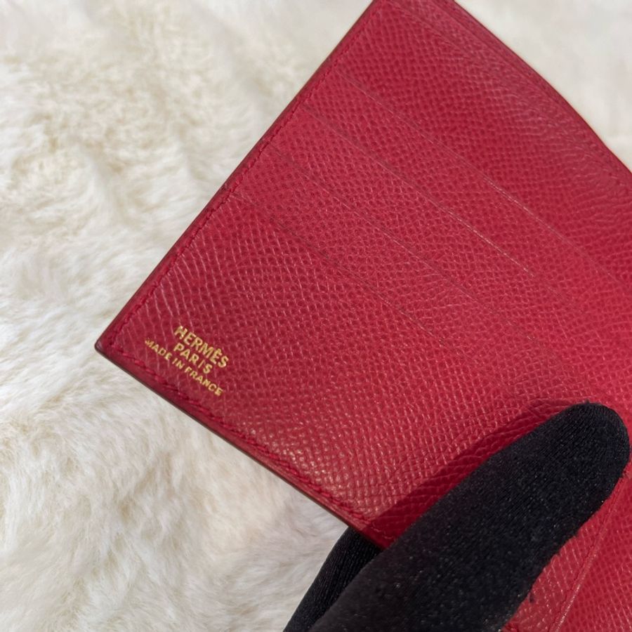 Hermes 紅色小方銀包 X798-6