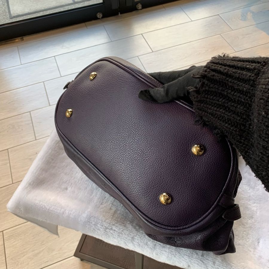 Louis Vuitton Mahina L號抓皺洞洞手提/肩背包(紫色)-5