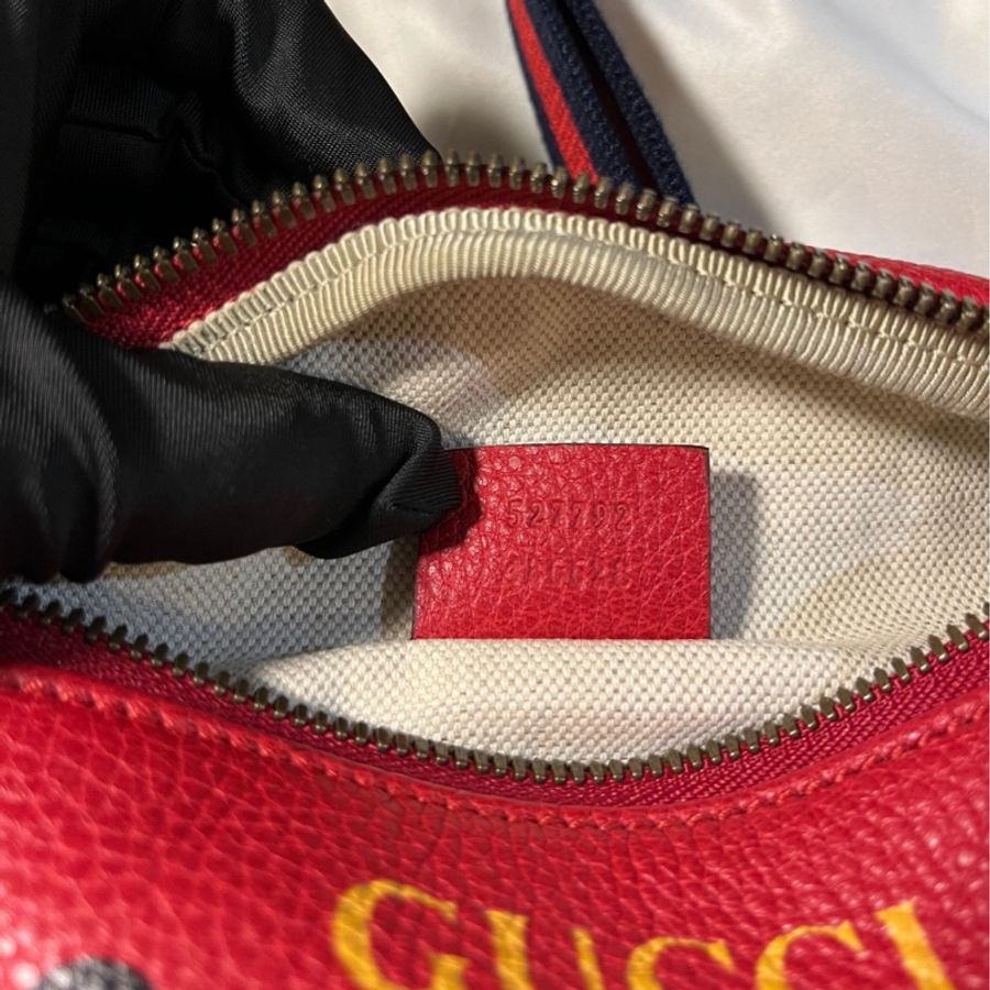 Gucci 復古紅綠織帶 牛皮腰包 胸口包 小款-7