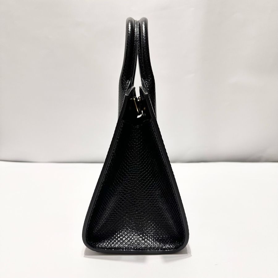 Studio Box Small Tote Bag 黑色仿蛇紋皮革托特包-5