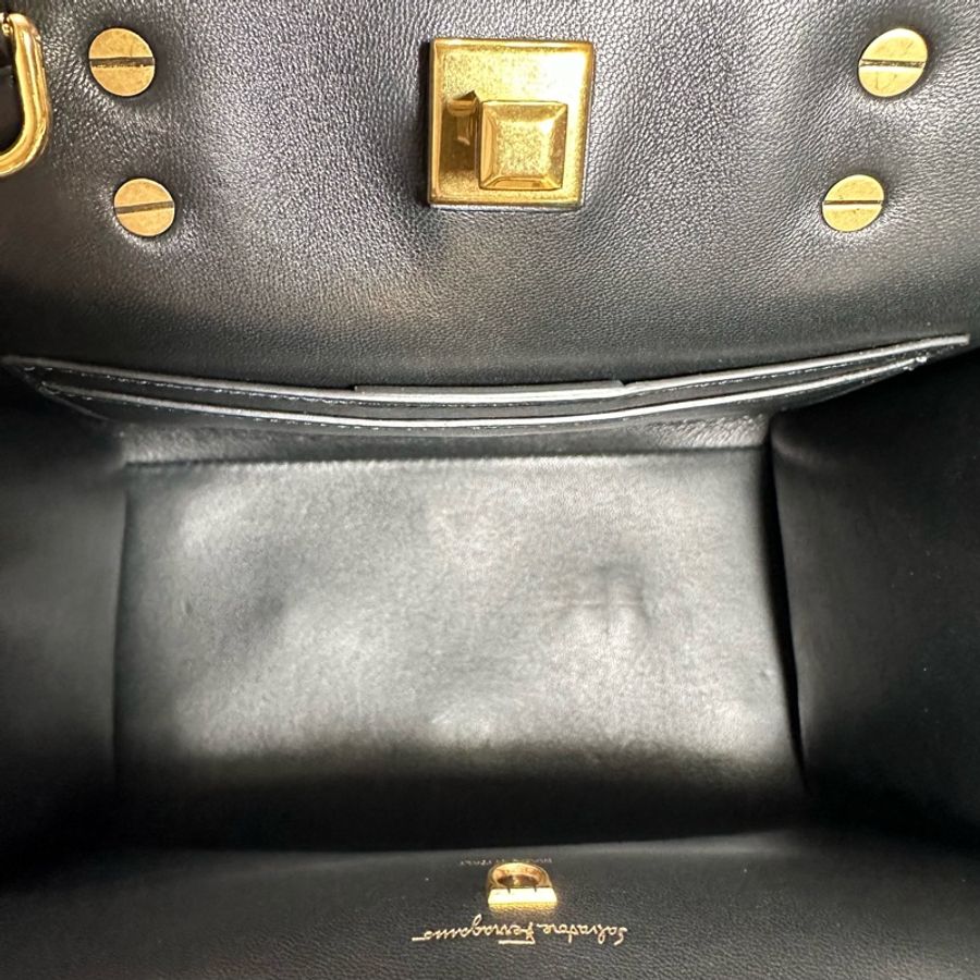 Studio Box Small Tote Bag 黑色仿蛇紋皮革托特包-13