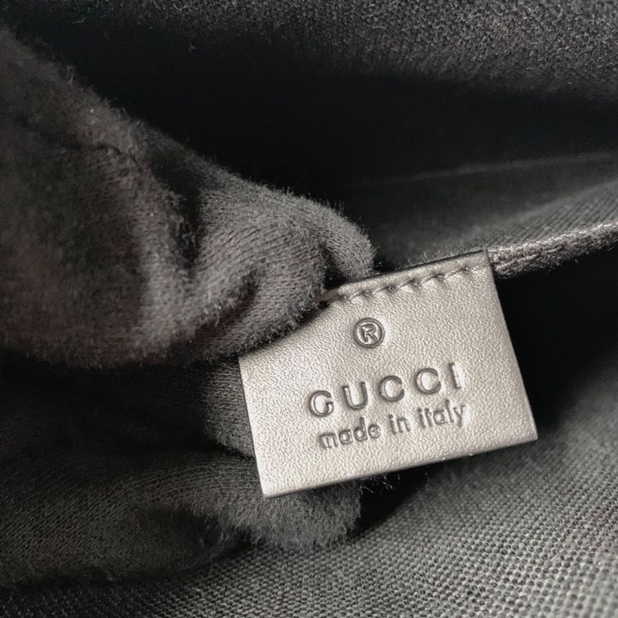 GUCCI 經典GG Supreme藍紅藍織帶手拿包-7