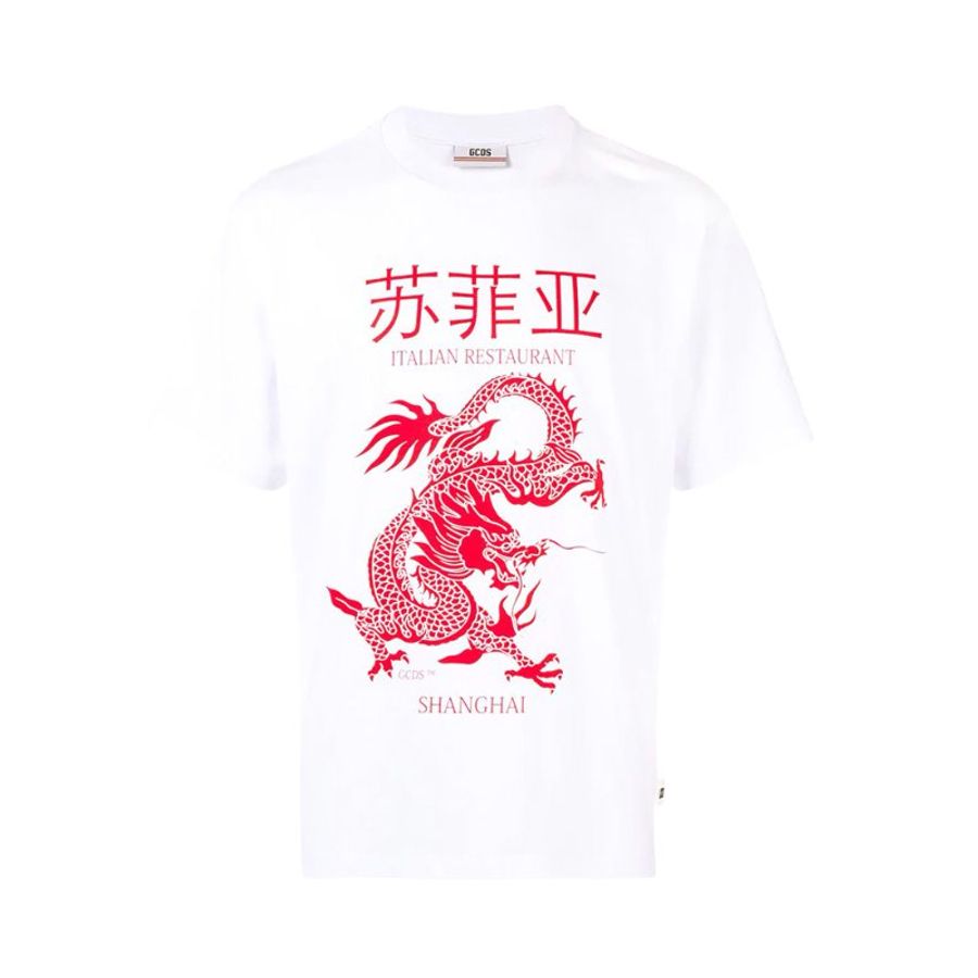GCDS Shanghai Print T-shirt for Men in White (FW19M020005-WHITE-S)-0