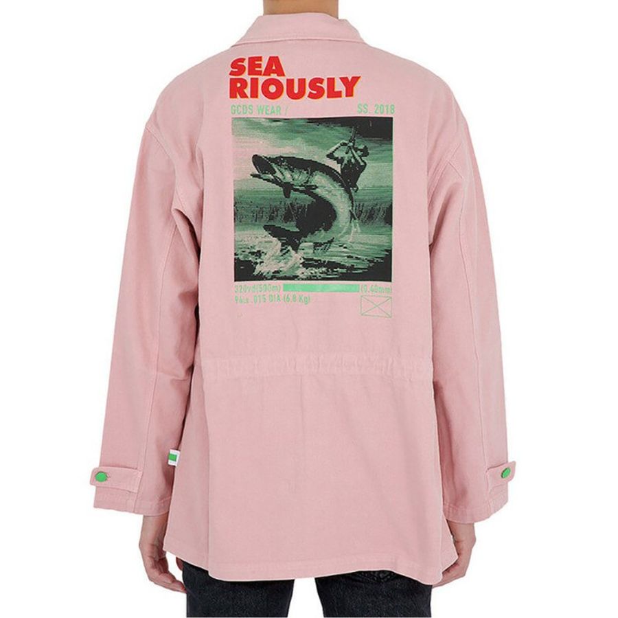 GCDS "Wardrobe" Washed Jacket for Men in Pink (SS18M040048-PINK-M)-1