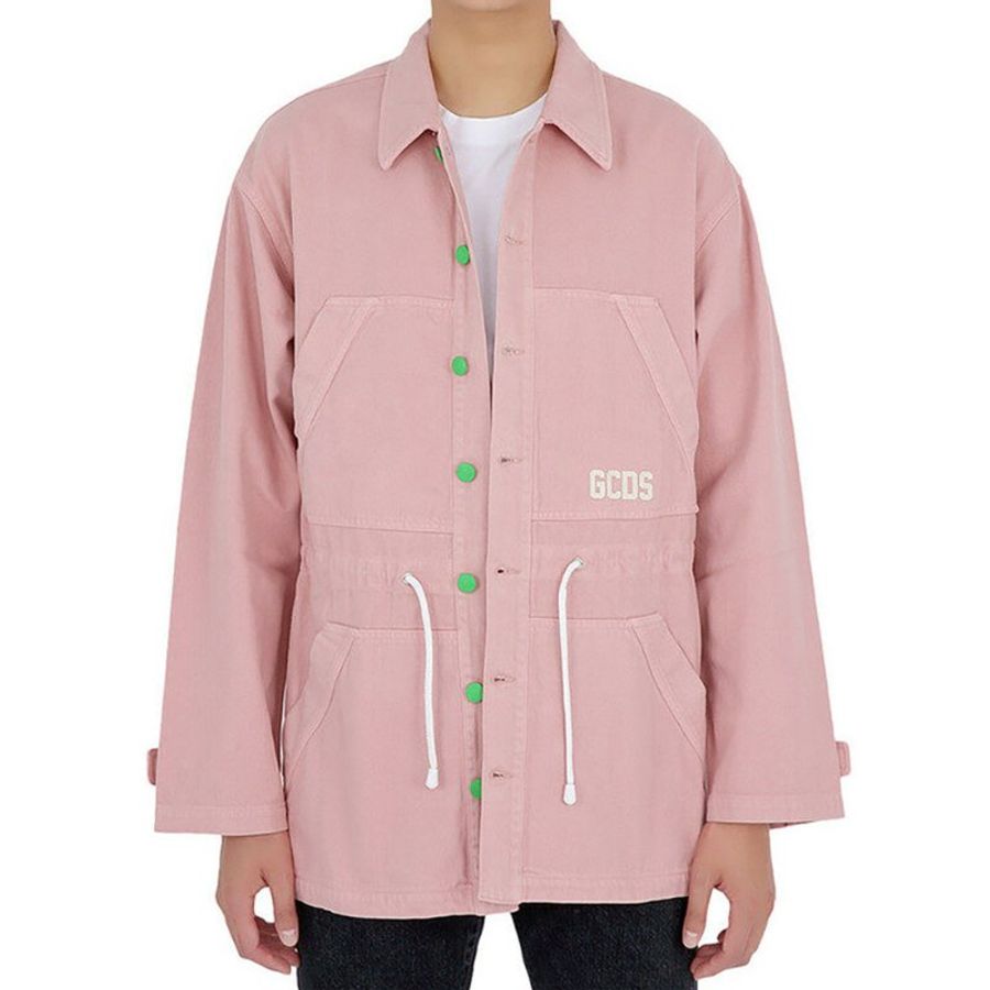 GCDS "Wardrobe" Washed Jacket for Men in Pink (SS18M040048-PINK-S)-0