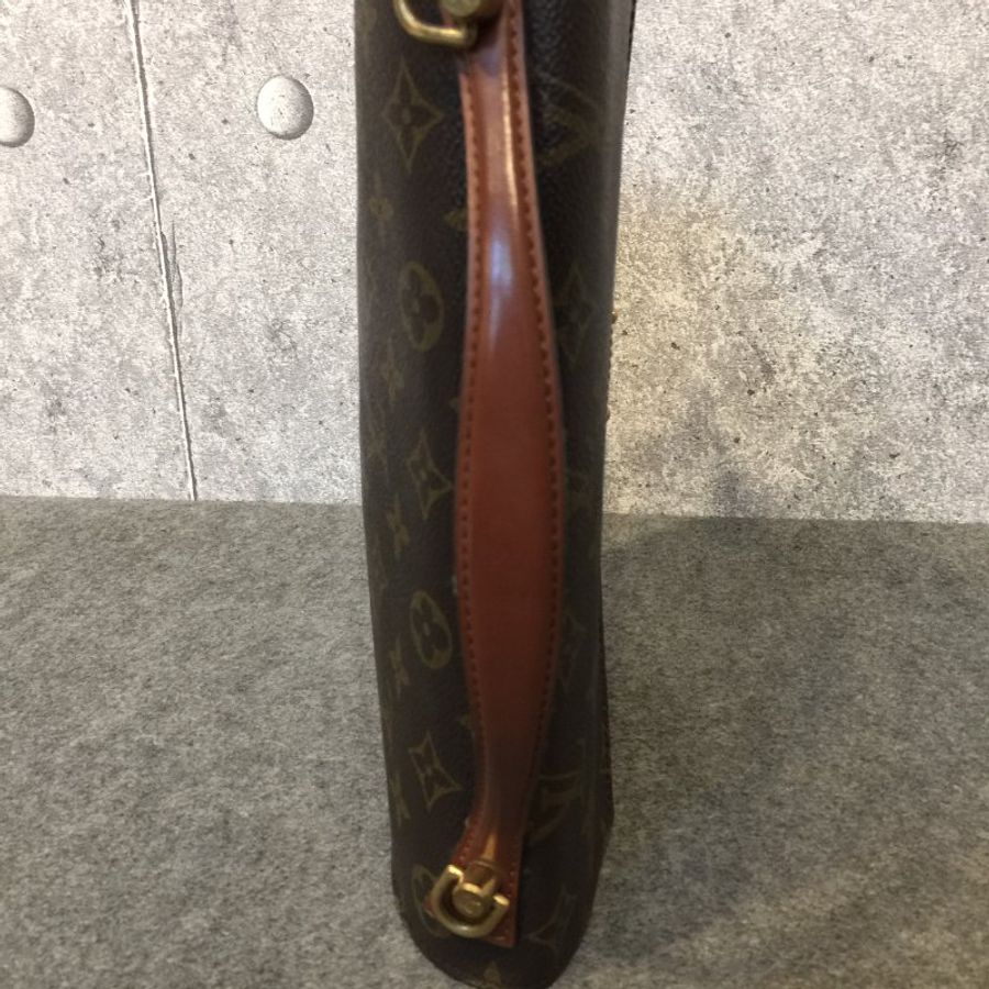 LOUIS VUITTON LV 字紋老花紅皮革VINTAGE提背兩用小書包-7