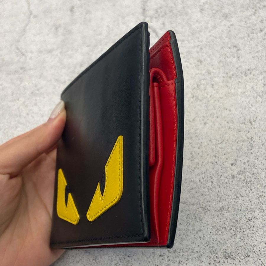 Fendi怪獸眼睛黑牛皮對折短夾-6