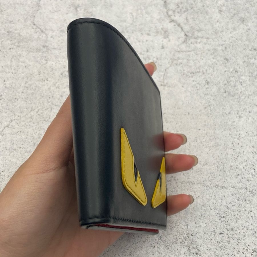 Fendi怪獸眼睛黑牛皮對折短夾-7