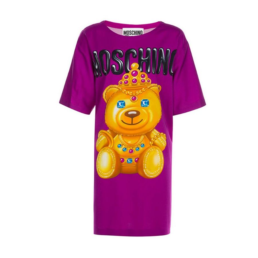Moschino Crowned Teddy Oversize T-Shirt for Women in Fuchsia (V0451-565-1244-38)-0