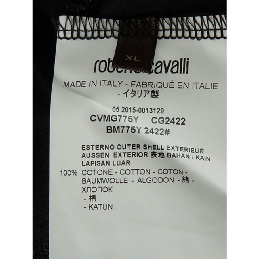 Roberto Cavalli Graphic Print T-Shirt for Men in Black (BM775Y-001-L)-5