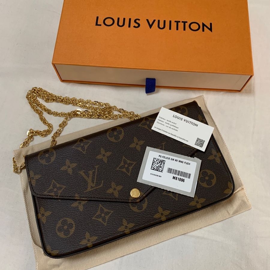 LV M81896 Felicie Pochette系列Monogram帆布WOC鍊帶手拿/斜背包-1