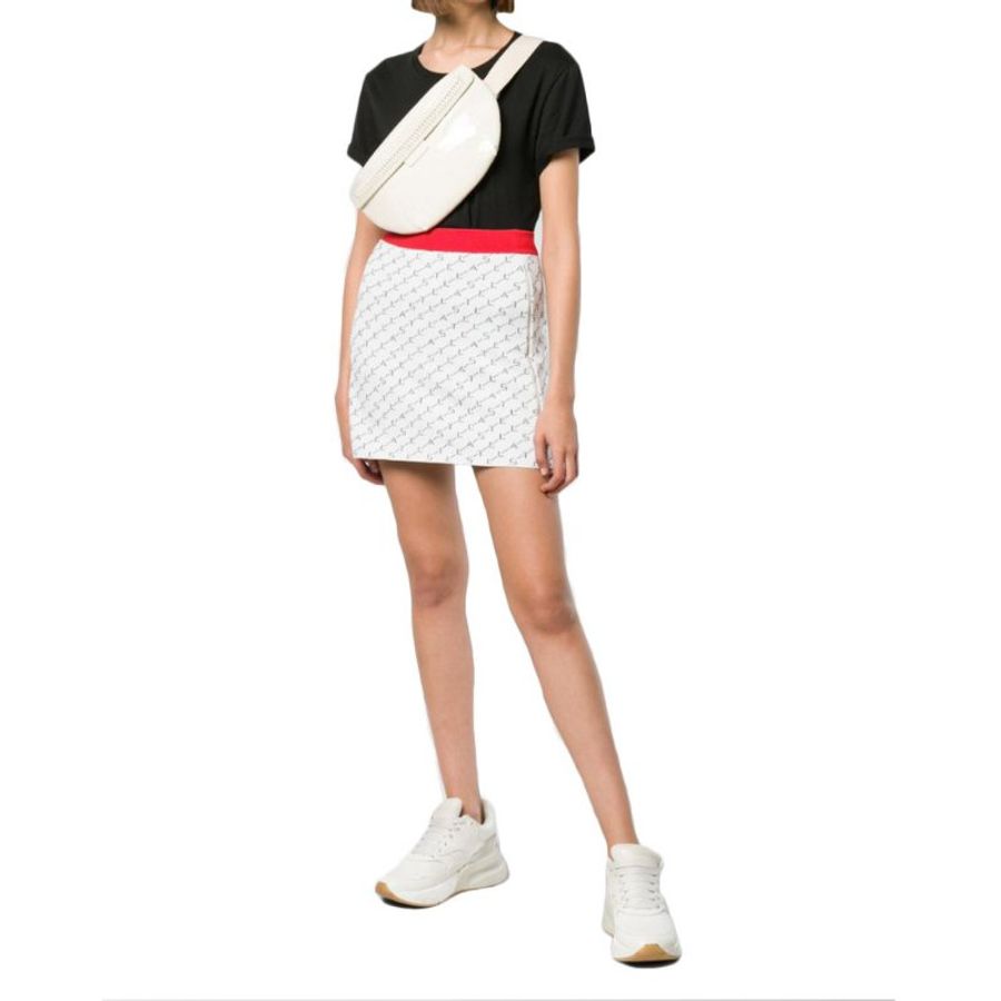 Stella Mccartney Logo-Embroidered Skirt for Women in White - 552848-S1967-8490 ( Size:38,40,42 )-4