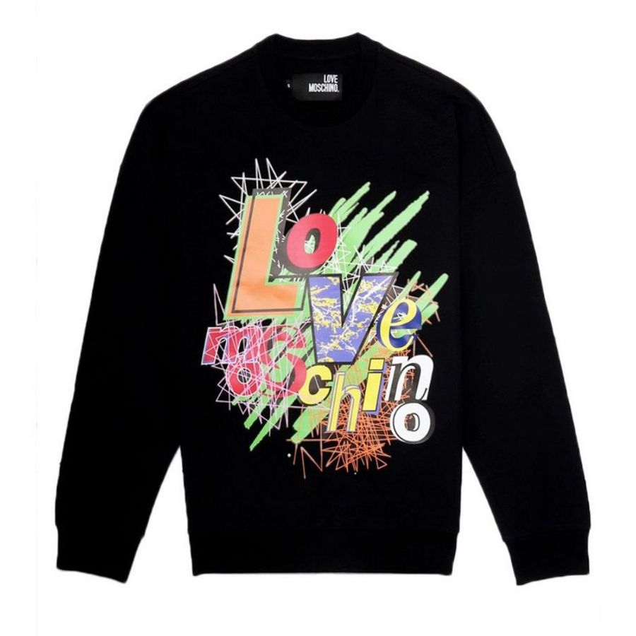 Moschino Logo Print Sweatshirt for Men in Black (650601-E1851-C74-XL)-0